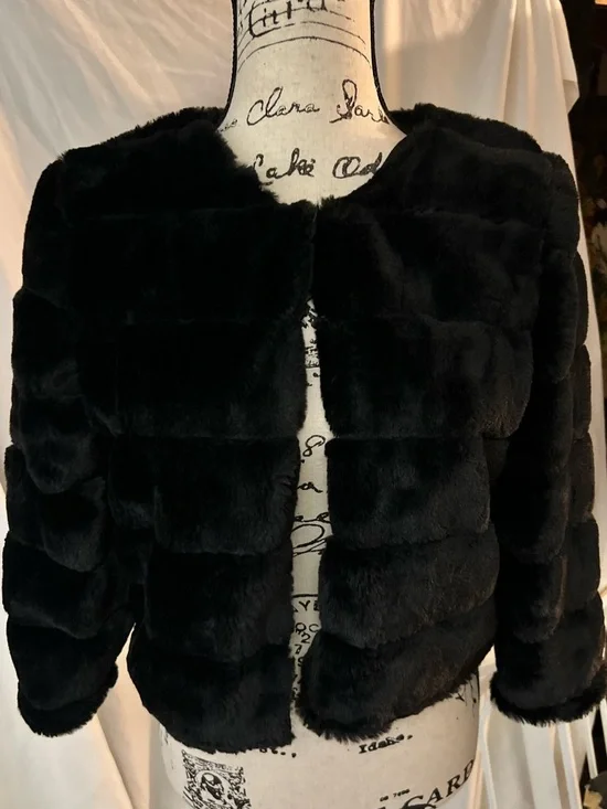 Calvin Klein Black Plush Teddy Jacket - Picture 1 of 4
